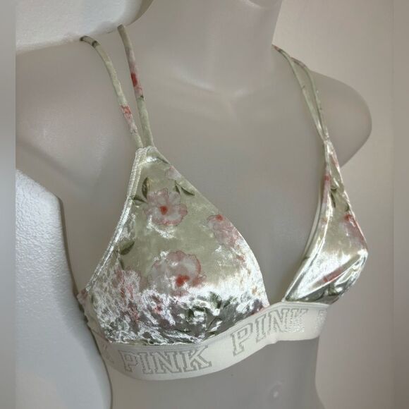 PINK Victoria’s Secret Velvet Floral Print Unlined Bralette Size XS - Picture 3 of 7
